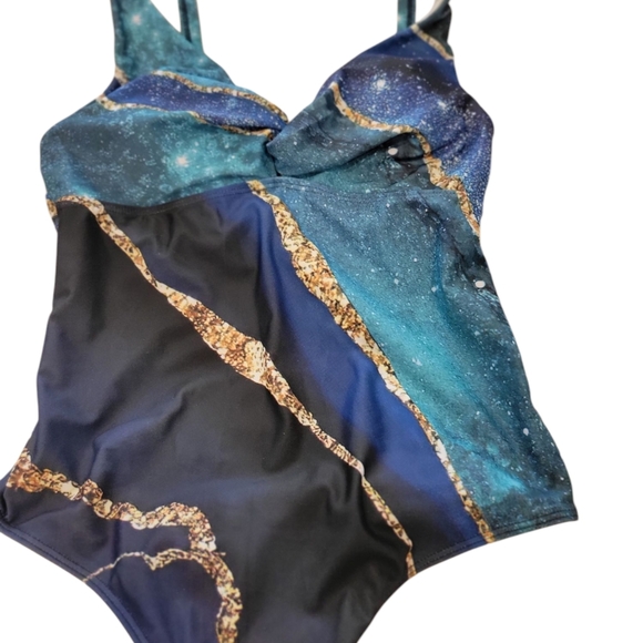 One Piece Bathing Suit With Wrap Around Cover Up Medium - Picture 2 of 8